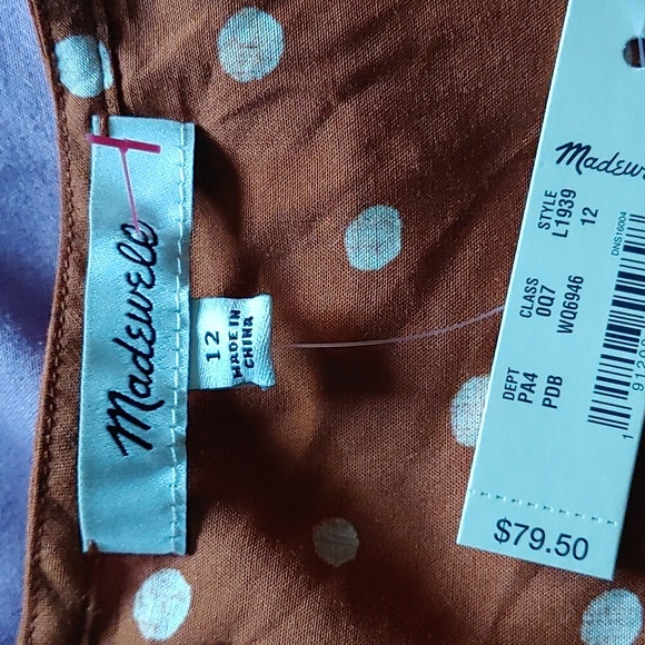 Madewell Slip Dress In Inkspot Dots Sz.12 NWT - Picture 6 of 7